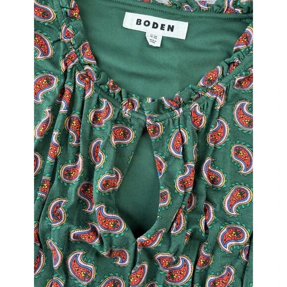 Boden Paisley Jersey Maxi Dress Size 12 Green Long Sleeve - Picture 5 of 8